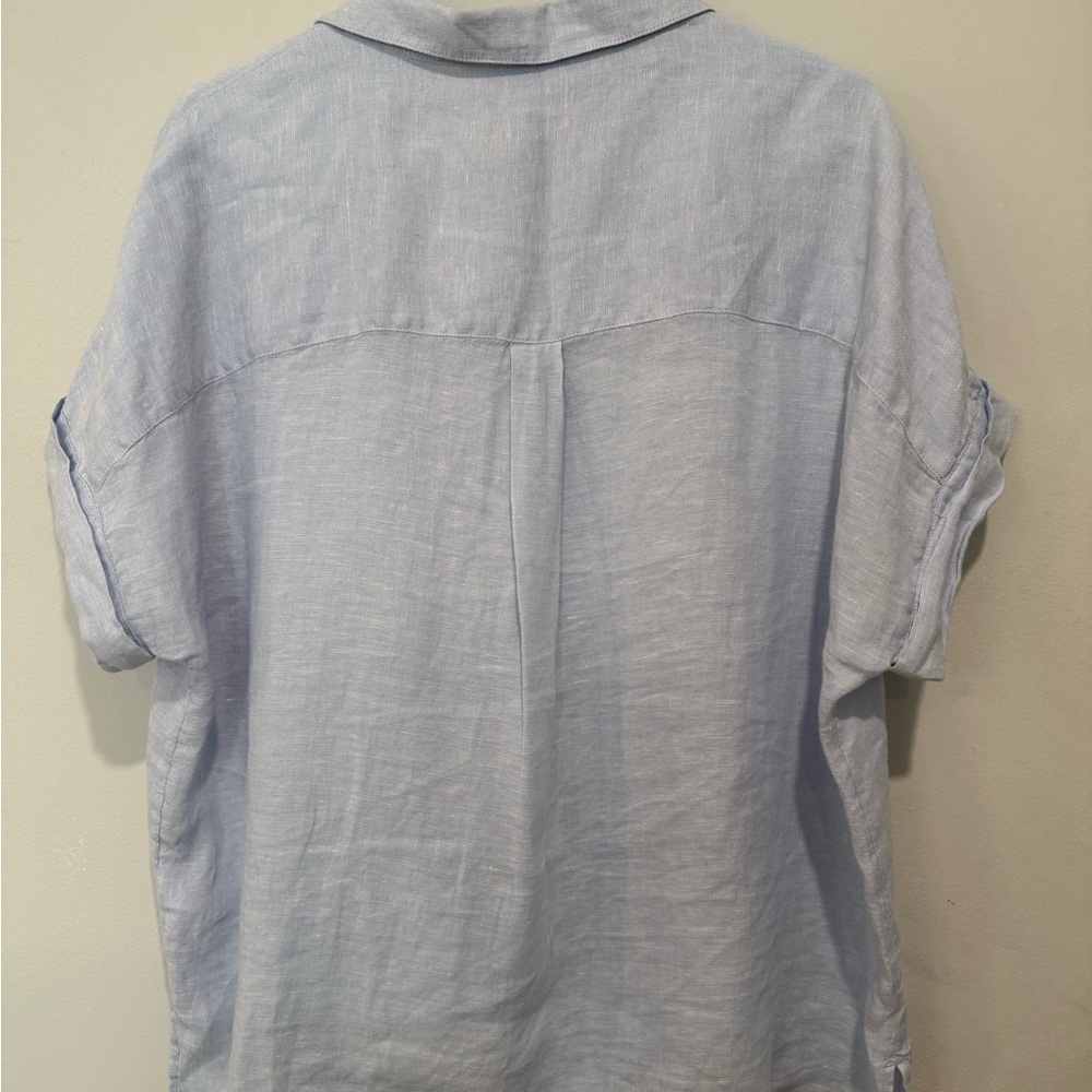 RACHEL Rachel Roy Sky Blue Linen Shirt - Picture 5 of 7